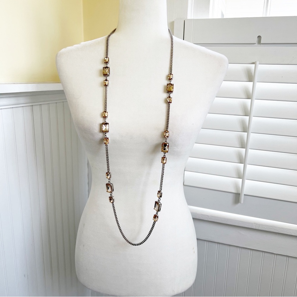 Talbots 22.5” Long Silver Costume Jewelry Statement Necklace